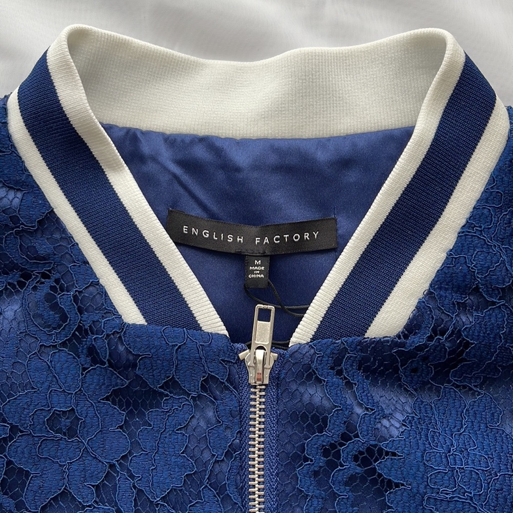 English Factory Bomber Varsity Lace Shell Jacket Womens Sz M NWT* - Picture 6 of 14